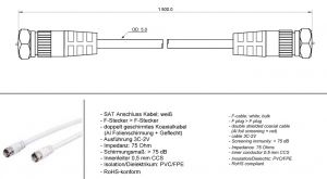 Przyłącze FF SAT antena cable white 2.5m