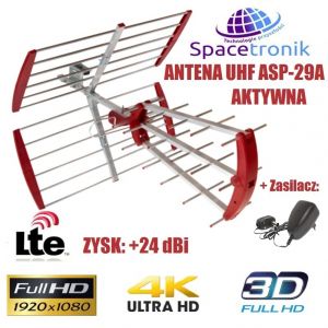 Antena TV UHF Spacetronik ASP-29A Active Red +24dB
