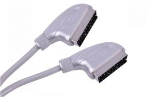 kabel scart-scart 21 pin, 3,0m silver, ekranowany