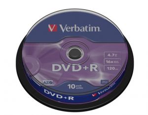 Płyty VERBATIM DVD+R 4,7 GB 16X (10 cake)
